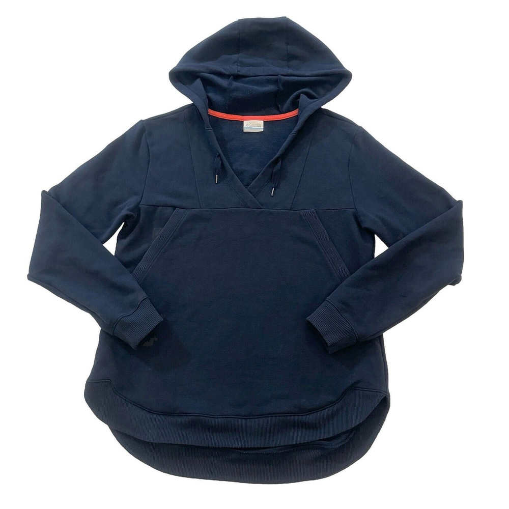 Columbia PFG Fleece Navy Blue Hoodie Sweatshirt V Neck Women Size:S